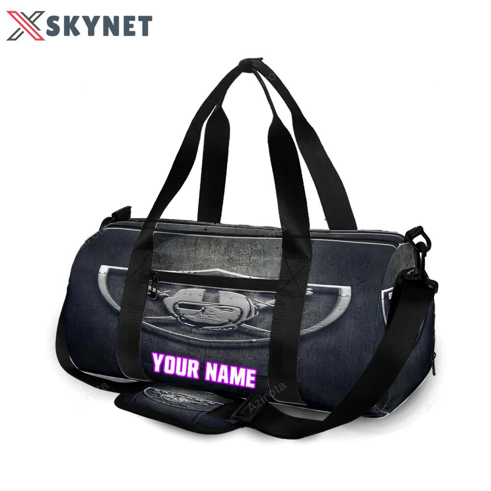 Las vegas raiders logo art texture3 personalized name travel bag gym bag 440 Travel Bag