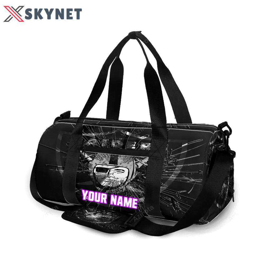 Las vegas raiders logo broken personalized name travel bag gym bag 1268 Travel Bag