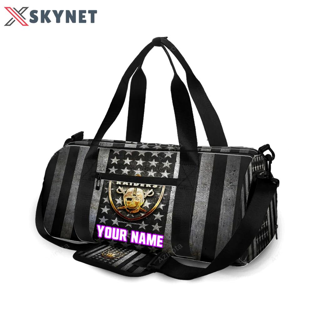 Las vegas raiders logo flag4 personalized name travel bag gym bag 1020 Travel Bag