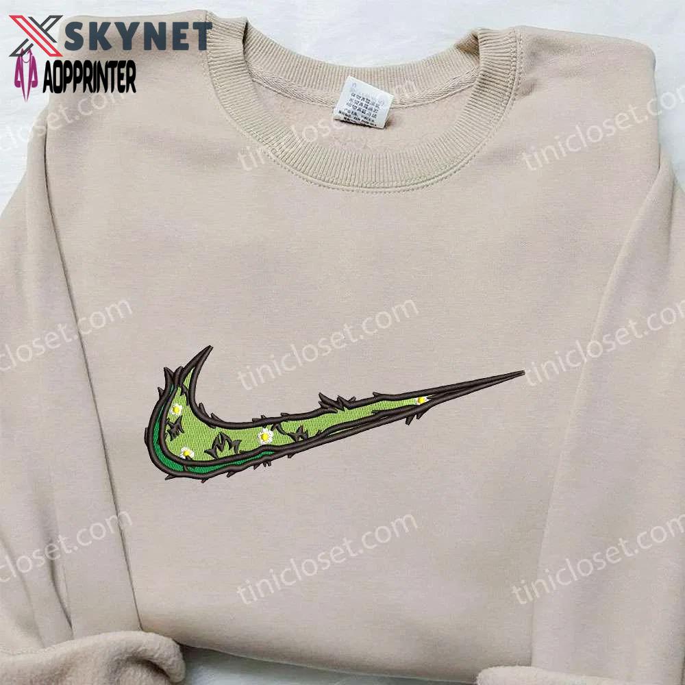 Leaves & flowers x nike hoodie & shirt: best birthday gift ideas nike inspired embroidery Embroidered Shirt