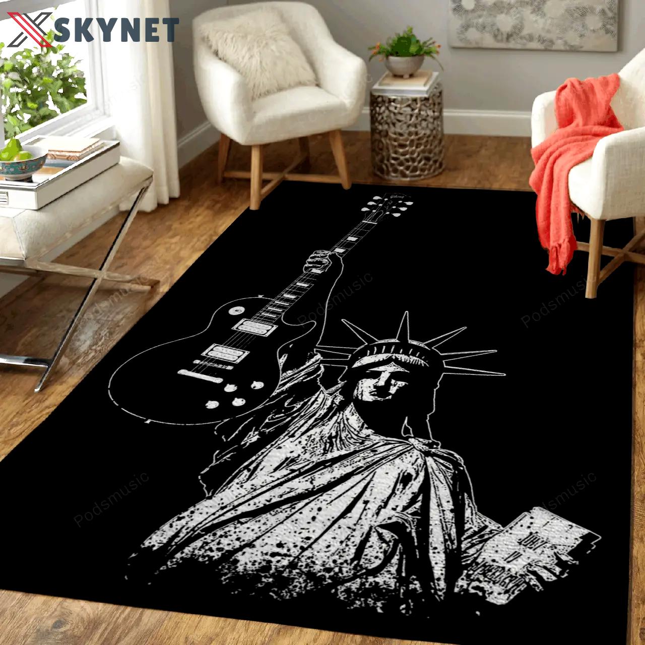 Liberty rock guitars music art for fans area rug living room carpet rug regtangle carpet floor decor home decor Rectangle Rug