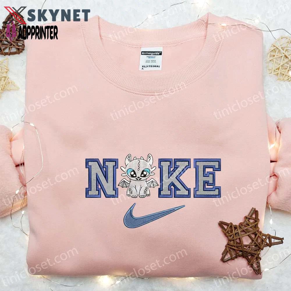 Light fury x nike cartoon sweatshirt: how to train your dragon embroidered shirt nike inspired Embroidered Shirt