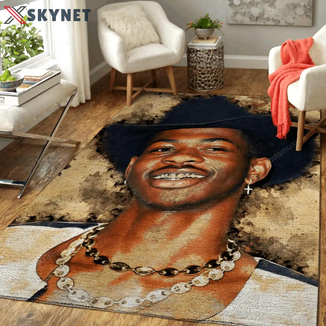 Lil nas x rapper art for fans area rug living room carpet rug regtangle carpet floor decor home decor Rectangle Rug