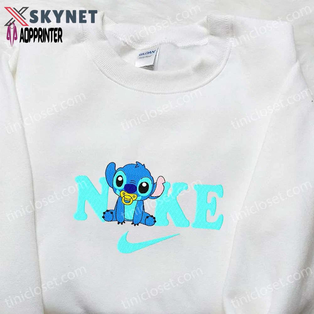 Lilo and stitch x nike cartoon embroidered hoodie & shirt: exclusive disney collection Embroidered Shirt