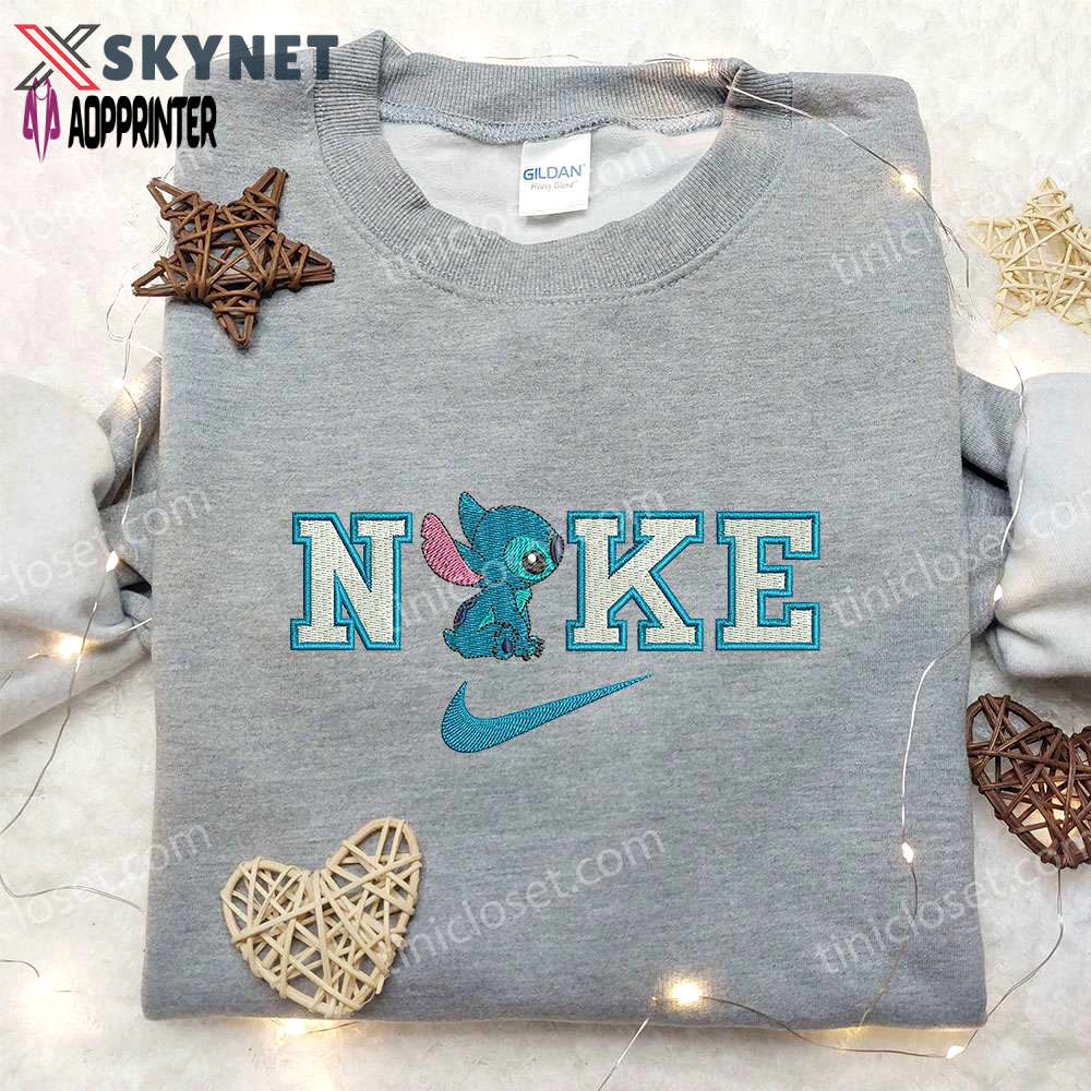 Lilo & stitch x nike embroidered sweatshirt: cartoon inspired shirt Embroidered Shirt
