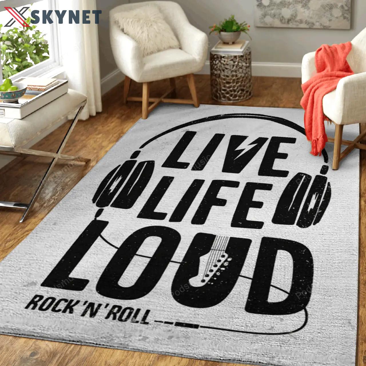 Live life loud music art for fans area rug living room carpet rug regtangle carpet floor decor home decor Rectangle Rug