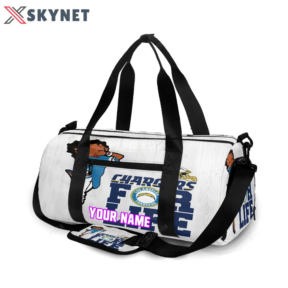 Los angeles chargers betty boop v44 personalized name travel bag gym bag 1836 Travel Bag