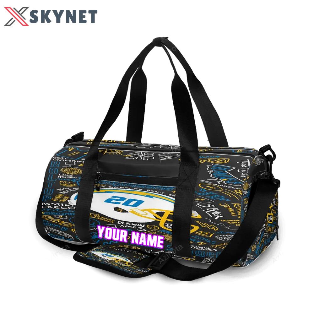 Los angeles chargers helmet text personalized name travel bag gym bag 2116 Travel Bag