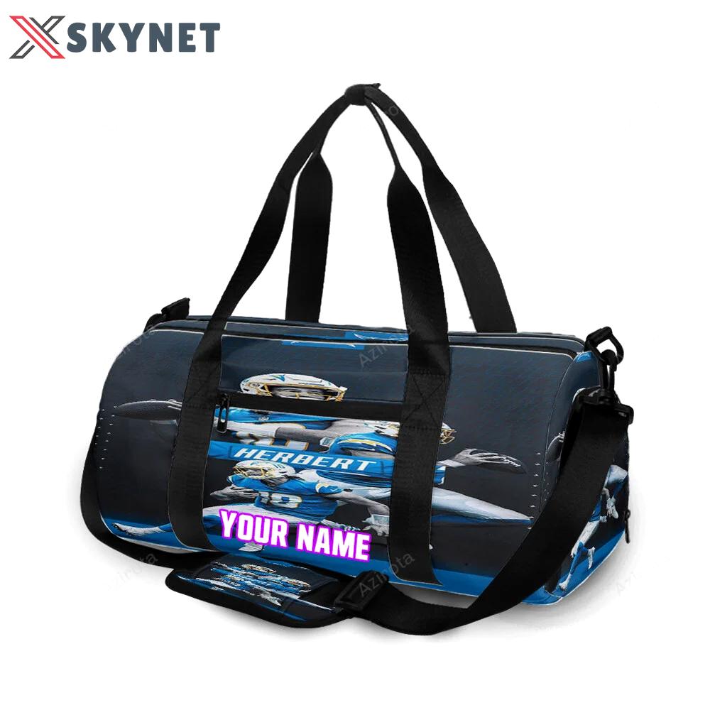 Los angeles chargers justin herbert2 personalized name travel bag gym bag 990 Travel Bag