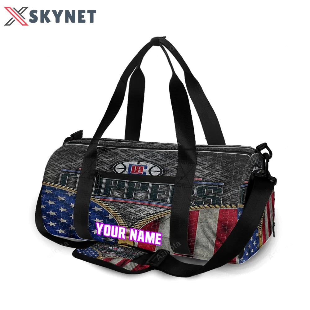 Los angeles clippers metal flag2 personalized name travel bag gym bag 604 Travel Bag