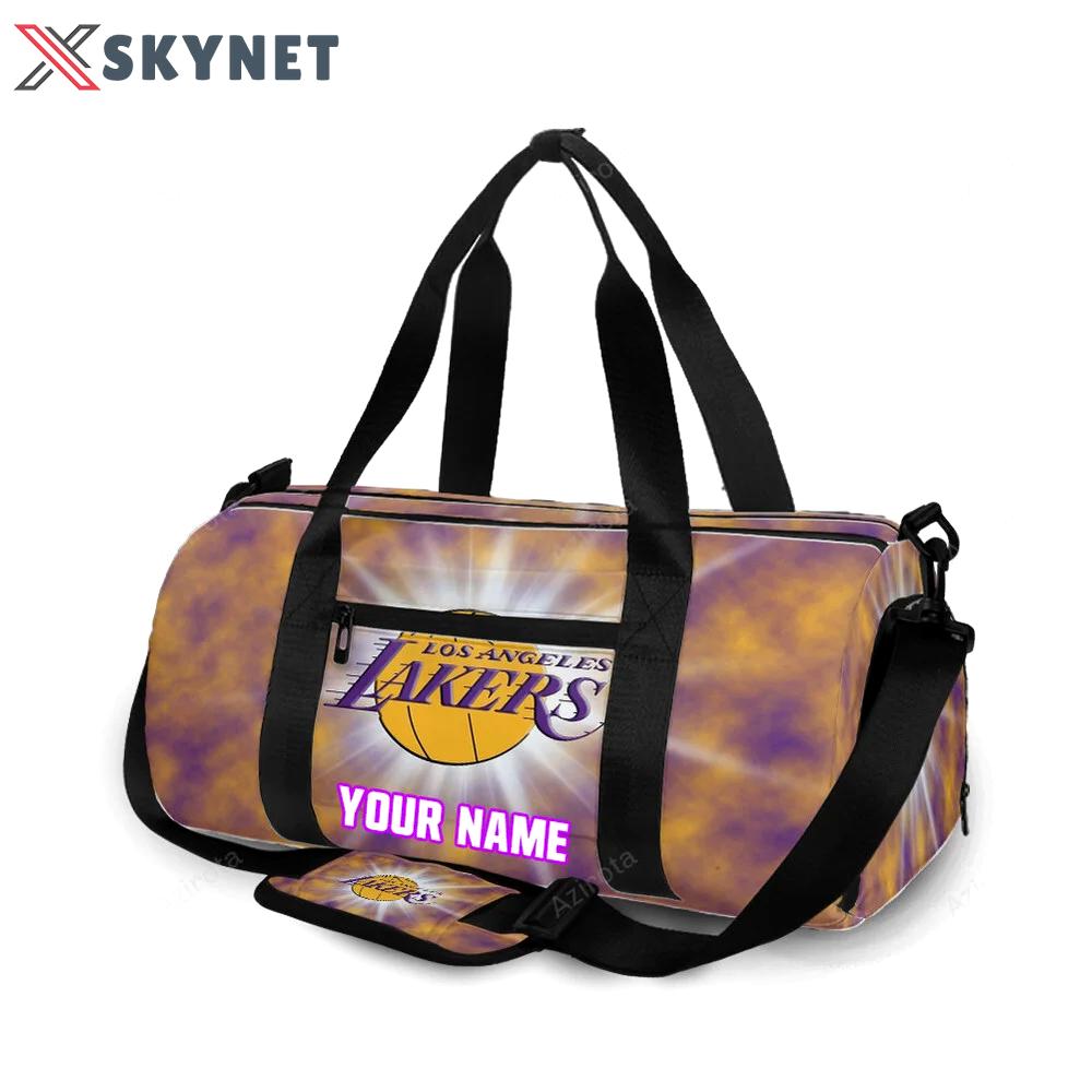 Los angeles lakers emblem v33 personalized name travel bag gym bag 500 Travel Bag