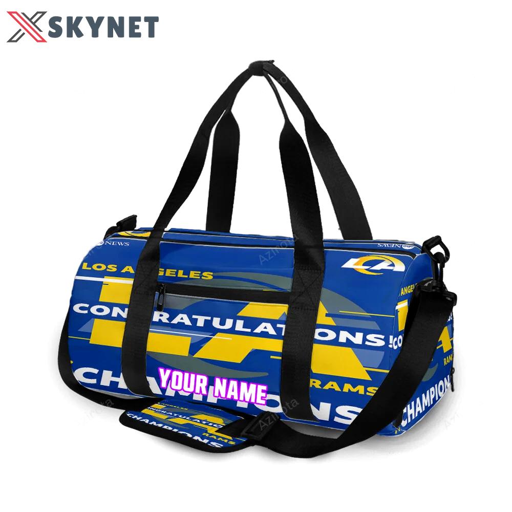 Los angeles rams congratulations blue personalized name travel bag gym bag 158 Travel Bag
