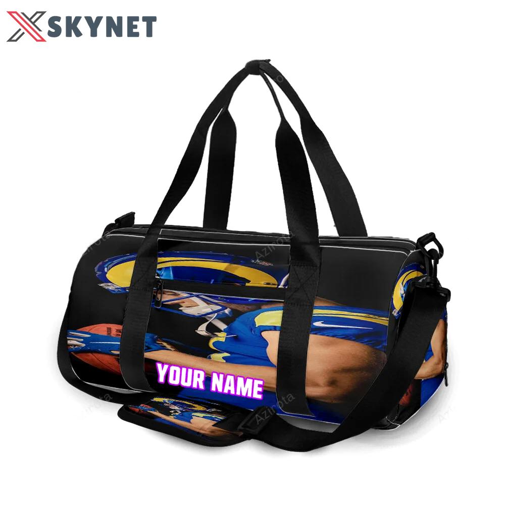 Los angeles rams cooper kupp1 personalized name travel bag gym bag 1387 Travel Bag