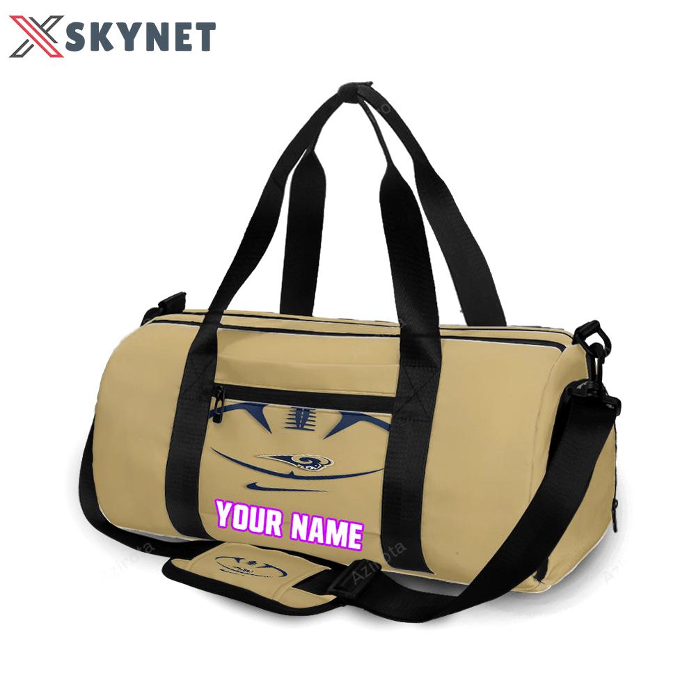 Los angeles rams navy ball yellow personalized name travel bag gym bag 600 Travel Bag