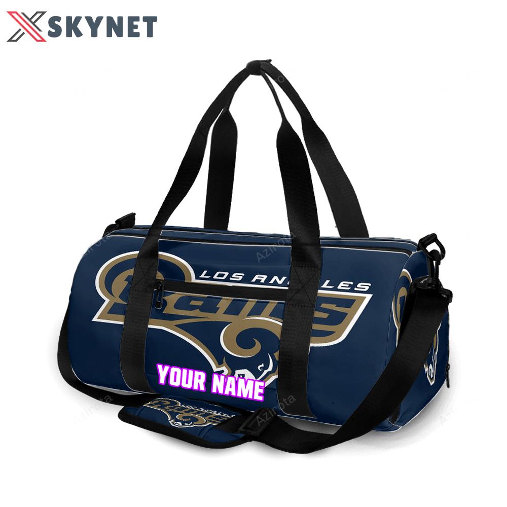 Los angeles rams navy personalized name travel bag gym bag 523 Travel Bag