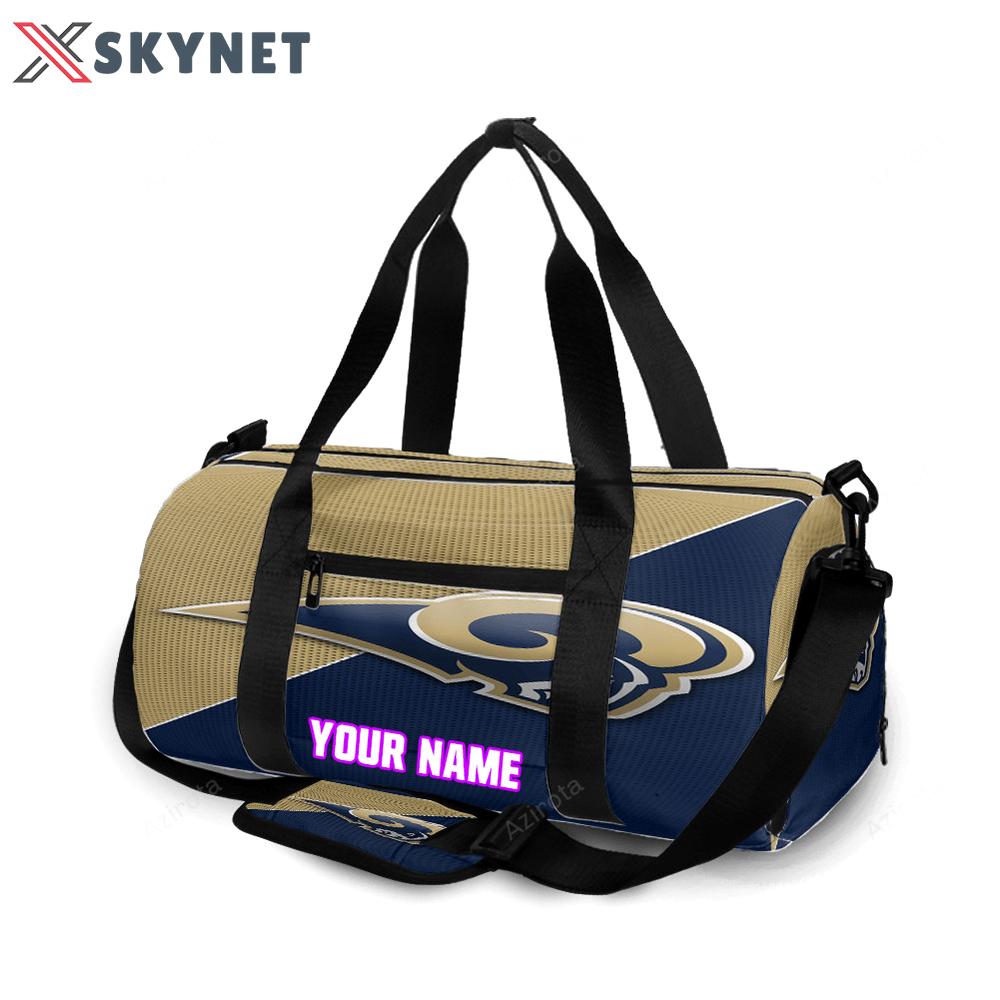 Los angeles rams navy yellow2 personalized name travel bag gym bag 316 Travel Bag