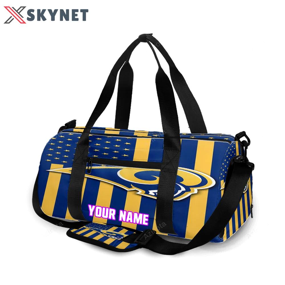 Los angeles rams yellow blue flag personalized name travel bag gym bag 1953 Travel Bag