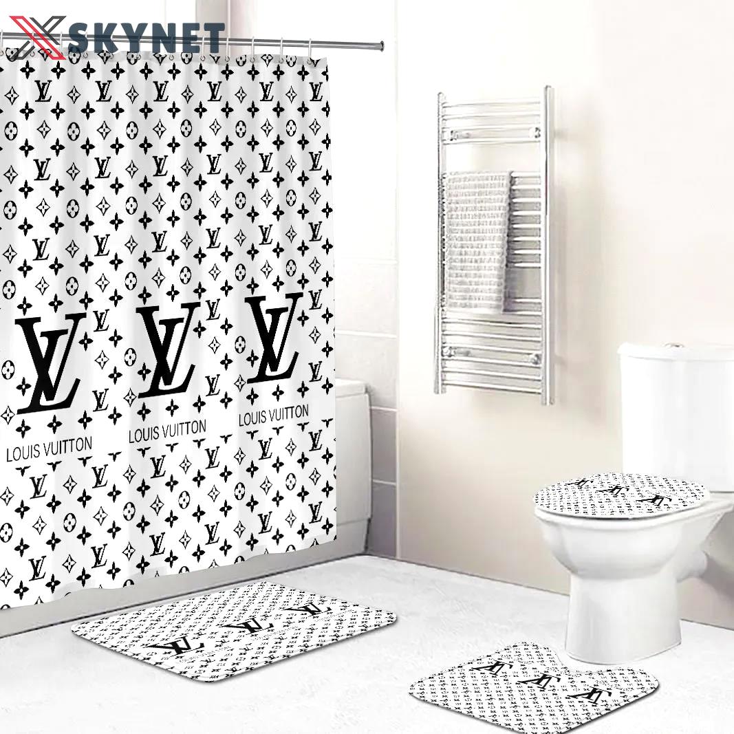 louis vitton black and whitefull bath mat luxury fashion brand home decor hypebeast bathroom sets Bathroom Set