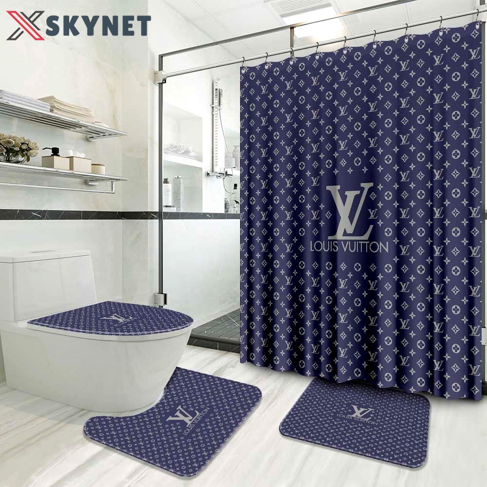Louis vuitton bathroom set luxury shower curtain waterproof luxury brand hot 2023 92 Bathroom Accessory Sets