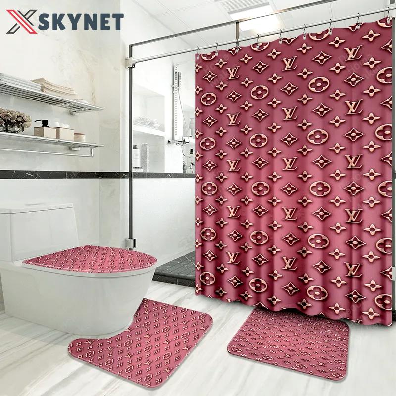 Louis vuitton bathroom set luxury shower curtain waterproof luxury brand with logo louis vuitton 51 312 Bathroom Set