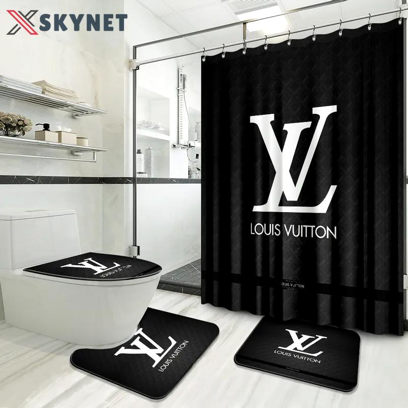 Louis vuitton bathroom set luxury shower curtain waterproof luxury brand with logo louis vuitton 80 338 Bathroom Set