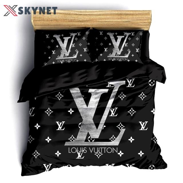 Louis vuitton black logo type 84 Bedding Sets blankets hyperbeast Bedroom duvet covers bedclothes home decor sheets luxury ideas bedspread premium fashion brand bed linen