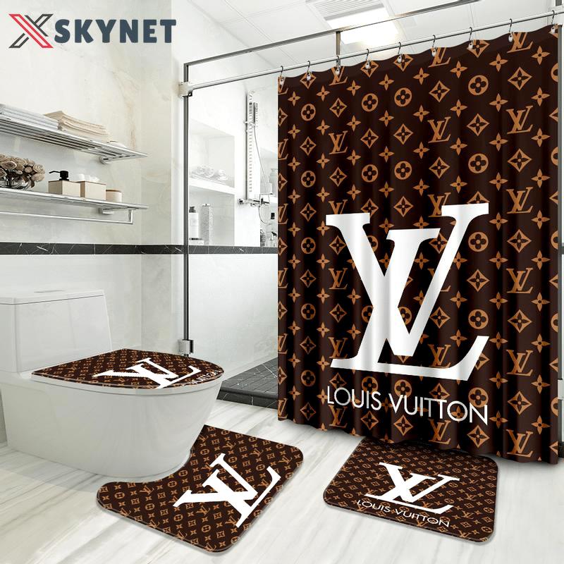 Louis vuitton brown big bathroom set bath mat hypebeast home decor luxury fashion brand Bathroom Set