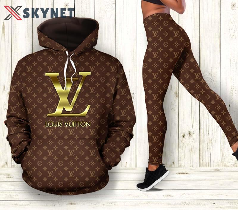 Louis vuitton brown hoodie leggings luxury brand lv clothing clothes outfit for women 137 hcst 64 Hoodie Leggings Set