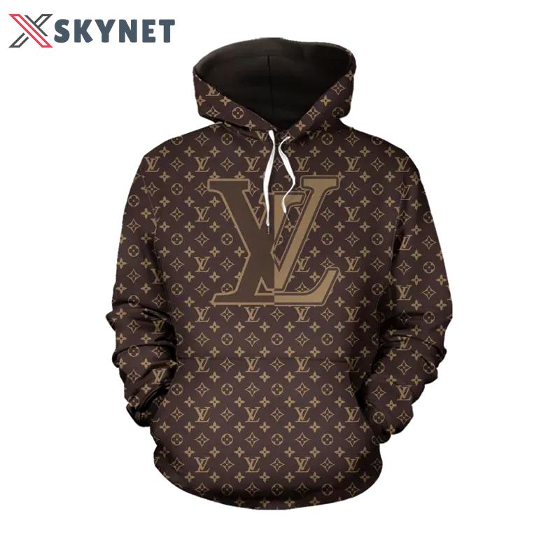 Louis vuitton brown hoodie luxury brand clothing clothes outfit for men women Hoodie 3D