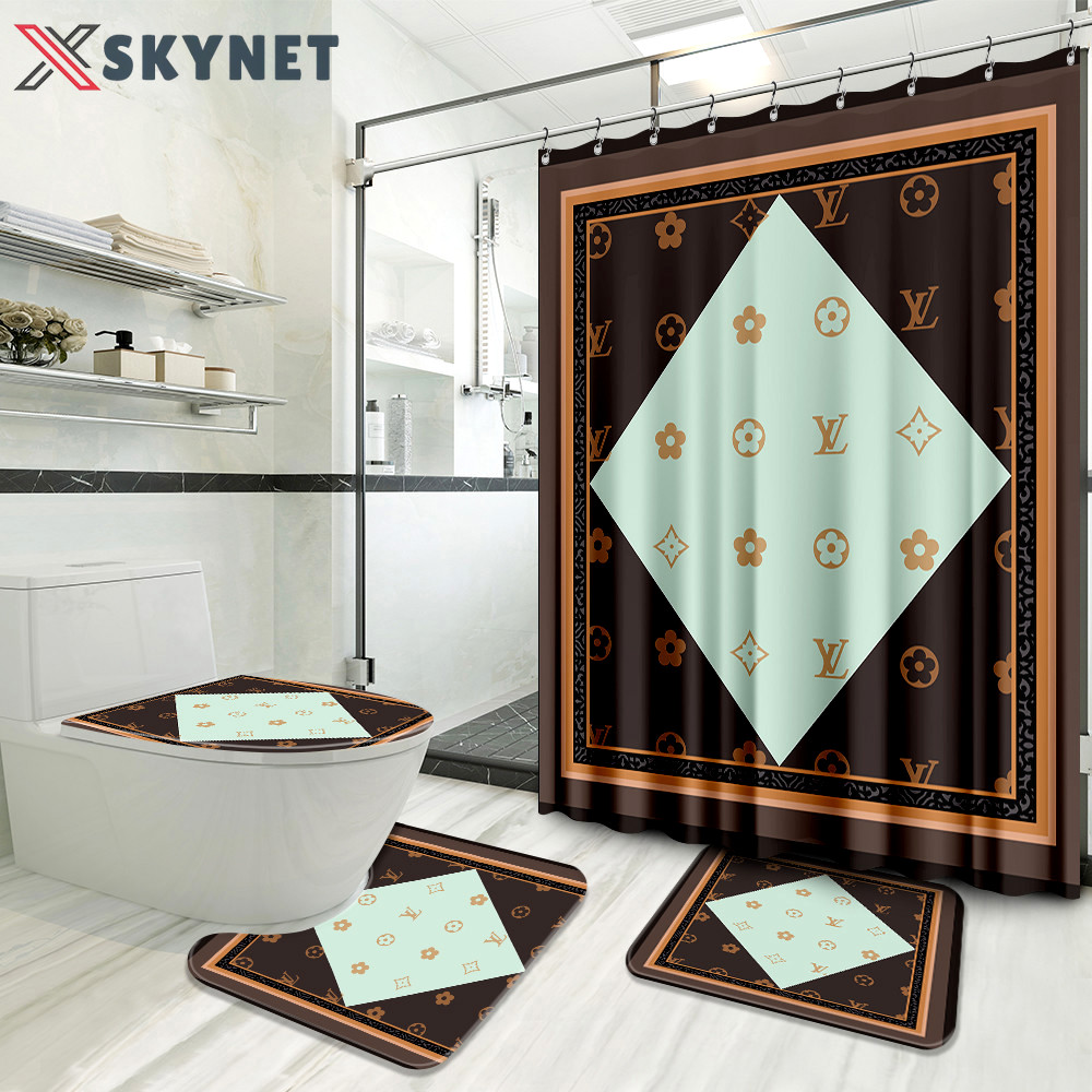 Louis vuitton brown hypebeast home decor luxury fashion brand bath mat bathroom sets Bathroom Set