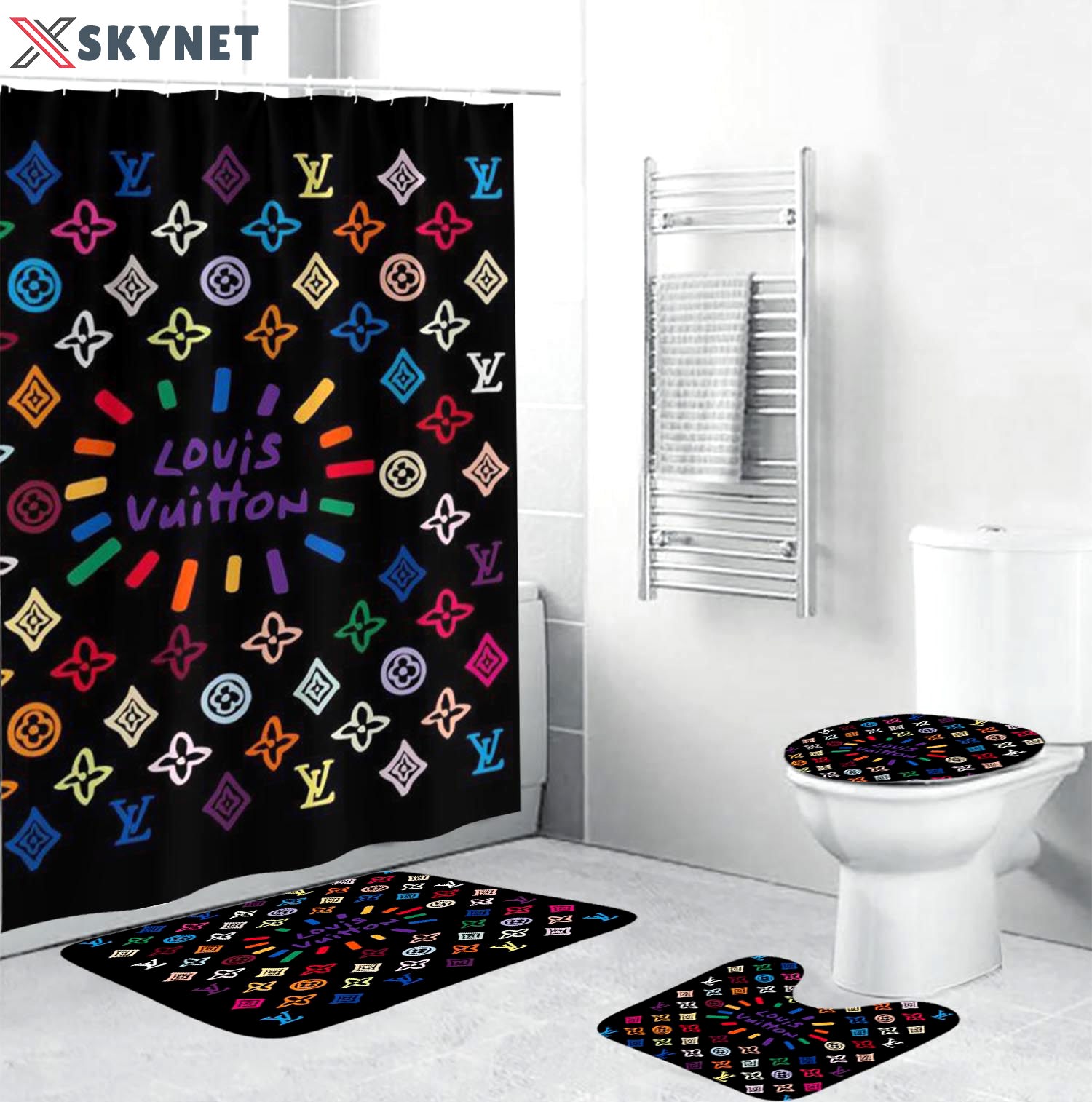 Louis vuitton colorful louis vuitton lv bath mat bathroom sets hypebeast home decor luxury fashion brand Bathroom Set