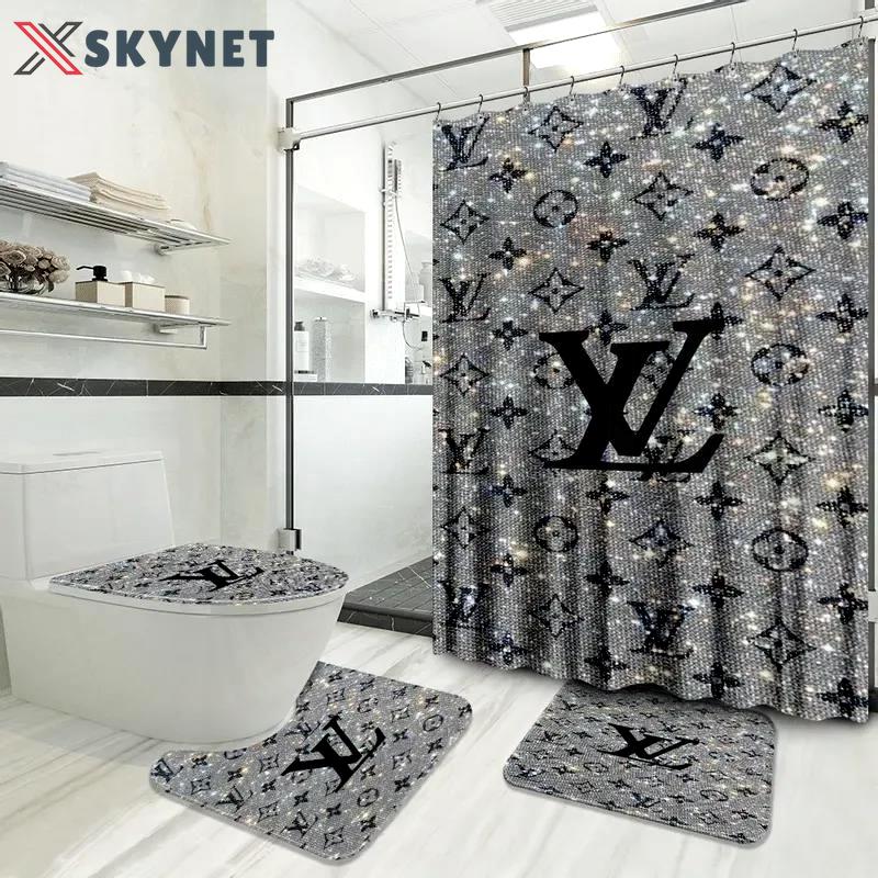 Louis vuitton fashion black logo limited luxury brand grey bathroom set home decor Bathroom Set
