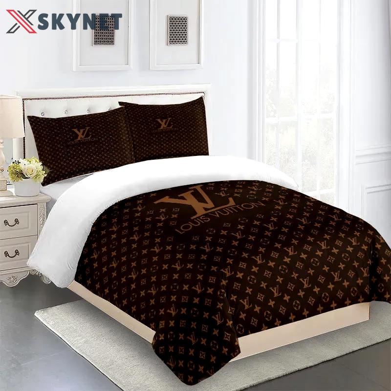 Louis vuitton fashion logo limited luxury brand bedding sets, bedroom decor , thanksgiving decorations for home 11 best luxury bed sets gift thankgivings and christmas Bedding Sets