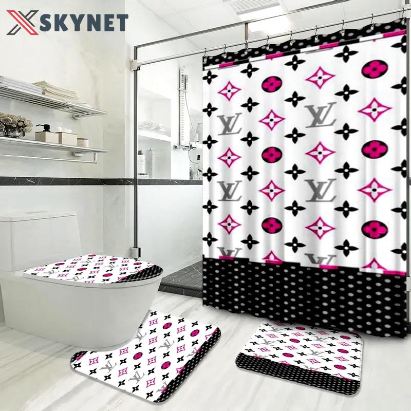 Louis vuitton fashion pink logo limited luxury brand white bathroom set home decor Bathroom Set