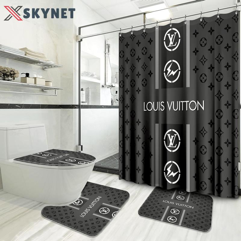 Louis vuitton grey bathroom set luxury fashion brand bath mat home decor hypebeast Bathroom Set