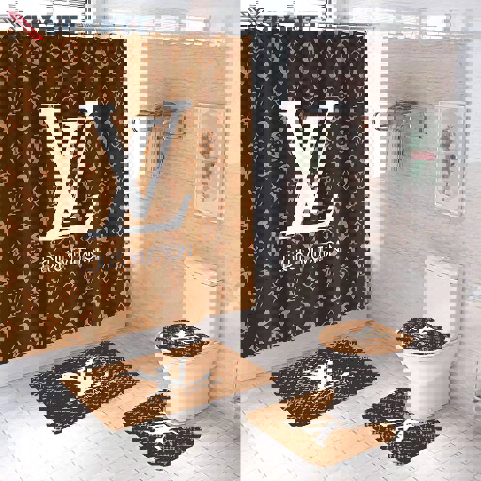 Louis vuitton light brown bathroom set luxury fashion brand bath mat hypebeast home decor Bathroom Set