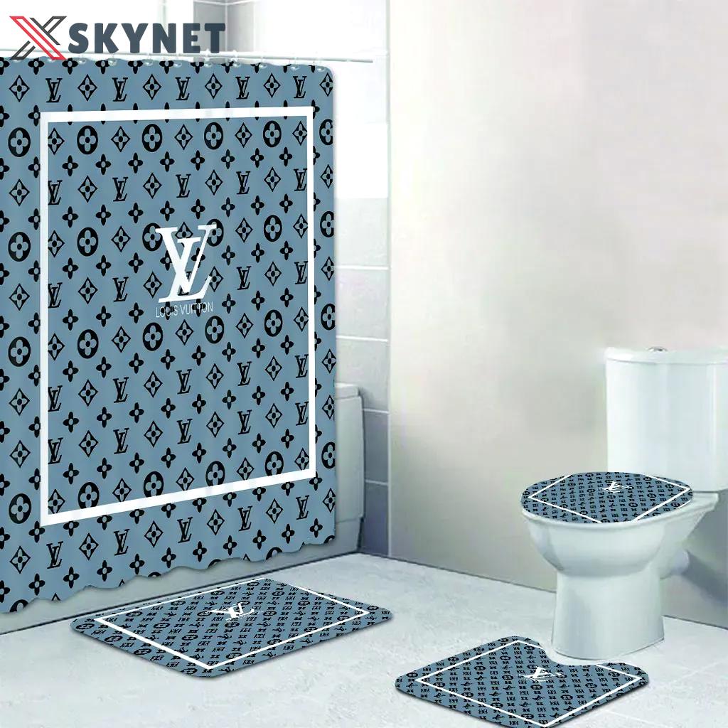 Louis vuitton logo type 606 Bathroom Accessory Sets Home Decor Bath Mat Set Pedestal Rug Hypebeast Bathroom Waterproof Shower Curtain Toilet Cover Bathroom Sets Luxury Fashion Brand