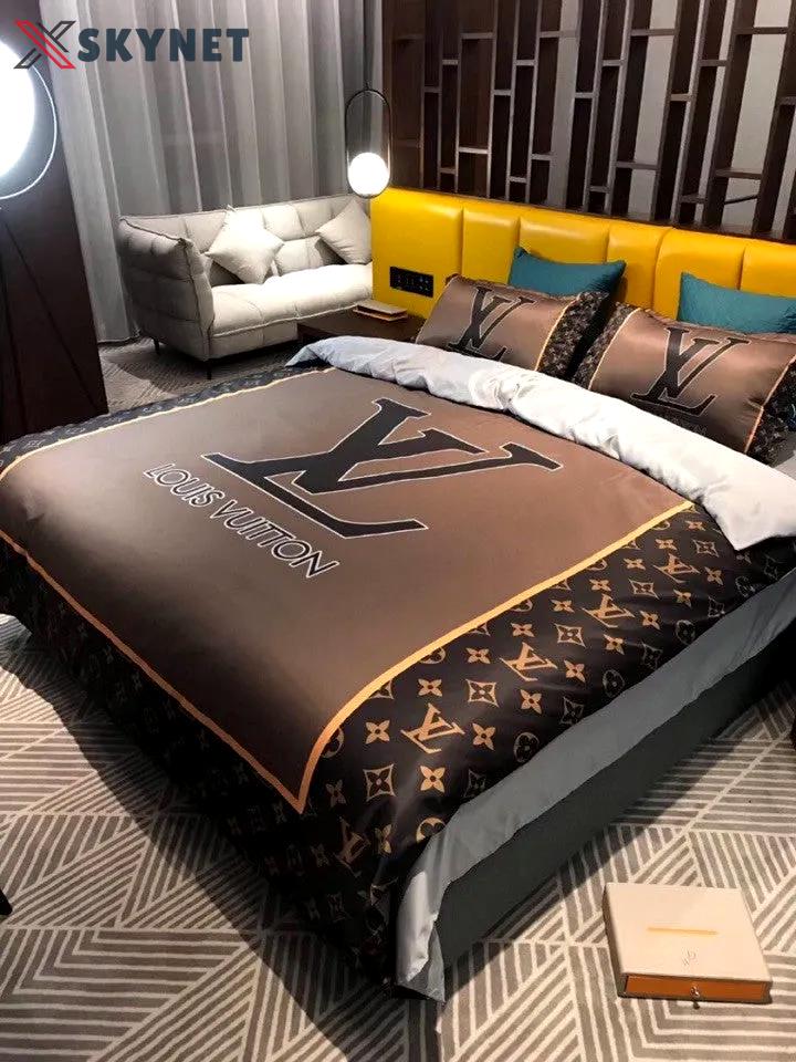 Louis vuitton luxury brand bedding sets bedspread duvet cover set, bedroom decor , thanksgiving decorations for home Bedding Sets