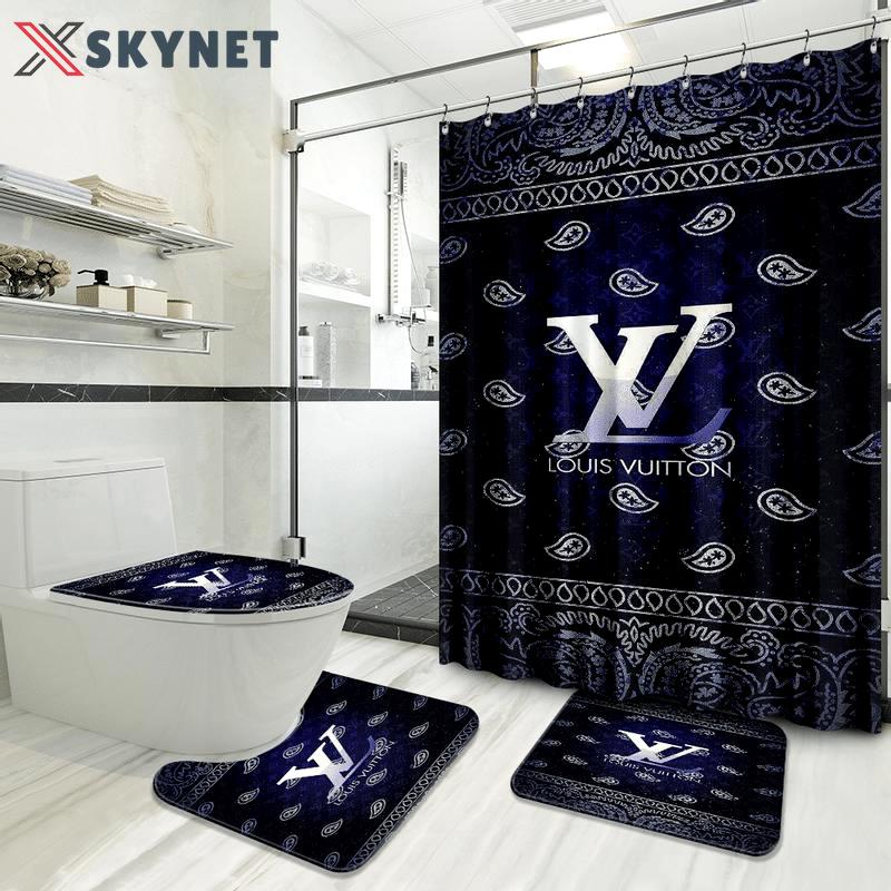Louis vuitton luxury brand preium bathroom set with shower curtain Bathroom Set