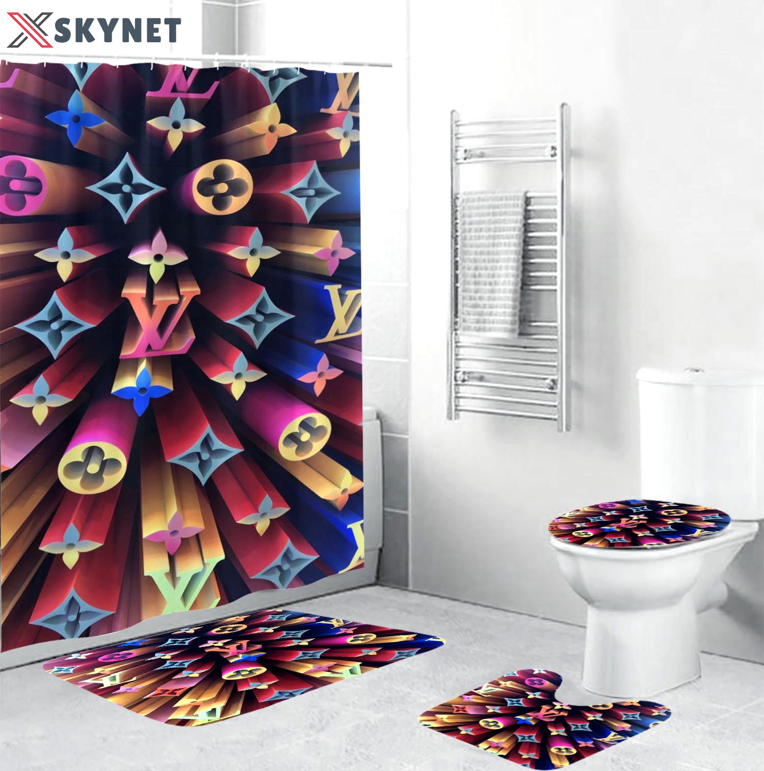 Louis vuitton lv colorful bath mat home decor luxury fashion brand bathroom sets hypebeast Bathroom Set