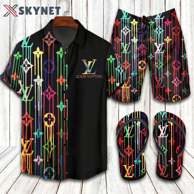 Louis vuitton lv flip flops and combo hawaii shirt shorts luxury brand summer outfit 5 Hawaii Shirt Shorts & Flip Flops