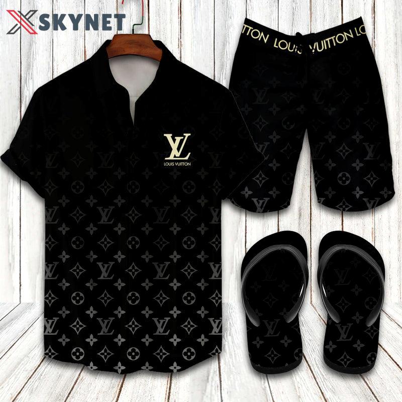 Louis vuitton lv flip flops and combo hawaii shirt shorts luxury brand summer outfit 8 Hawaii Shirt Shorts & Flip Flops