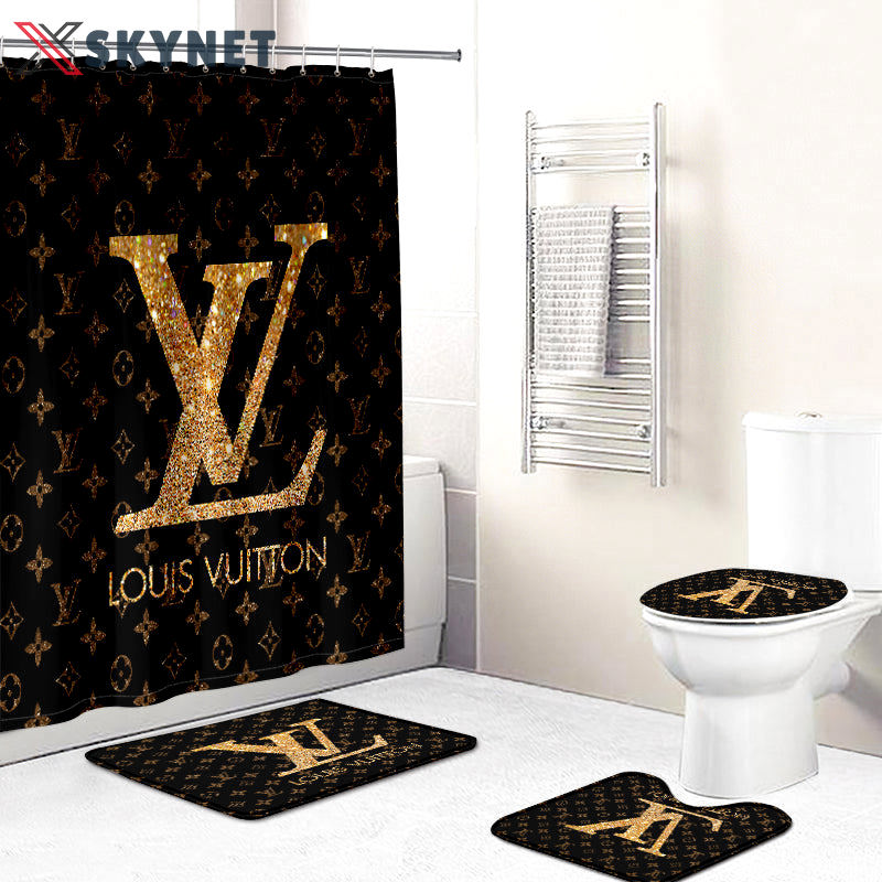 Louis vuitton lv glitter home decor luxury fashion brand bathroom sets hypebeast bath mat Bathroom Set