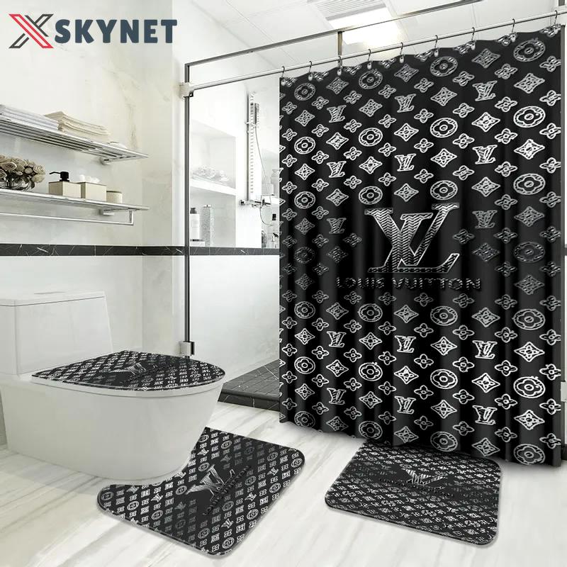 Louis vuitton lv louis vuitton bathroom set home decor luxury fashion brand bath mat hypebeast Bathroom Set