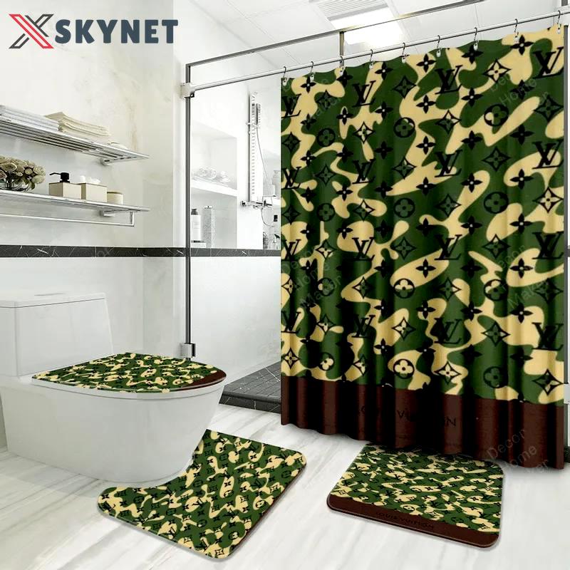 Louis vuitton lv louis vuitton camo french t bath mat luxury fashion brand home decor bathroom sets hypebeast Bathroom Set