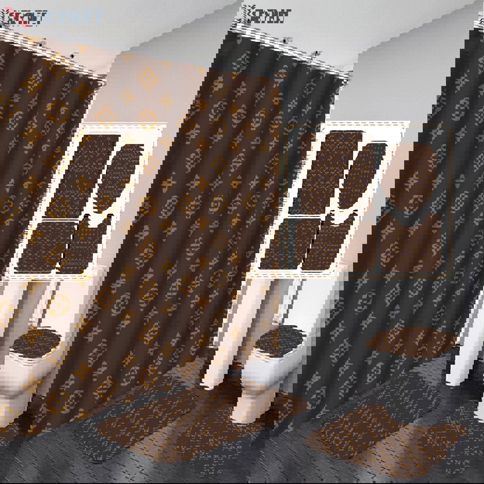 Louis vuitton lv monogram bathroom sets luxury fashion brand hypebeast home decor bath mat Bathroom Set