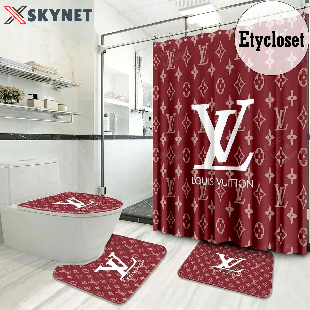 Louis vuitton lv monogram home decor bathroom sets hypebeast bath mat luxury fashion brand Bathroom Set