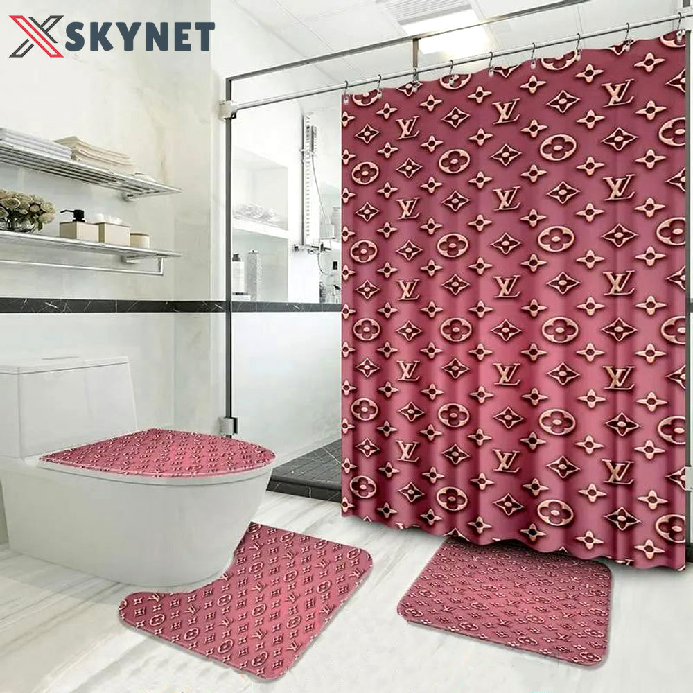Louis vuitton lv pink bath mat home decor bathroom sets luxury fashion brand hypebeast Bathroom Set