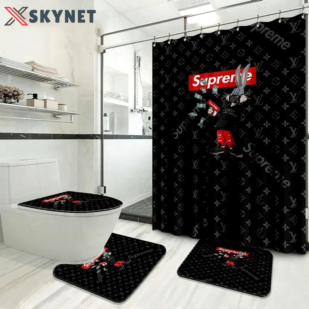 Louis vuitton lv supreme bathroom sets home decor hypebeast luxury fashion brand bath mat Bathroom Set