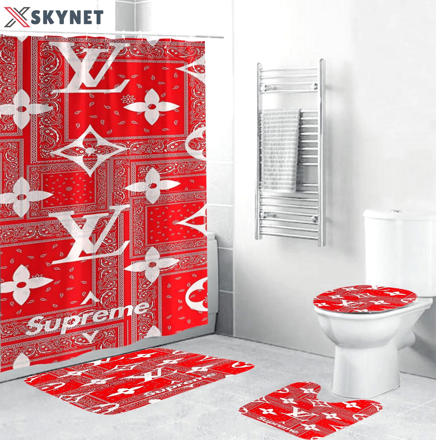 Louis vuitton lv supreme home decor luxury fashion brand bathroom sets bath mat hypebeast Bathroom Set